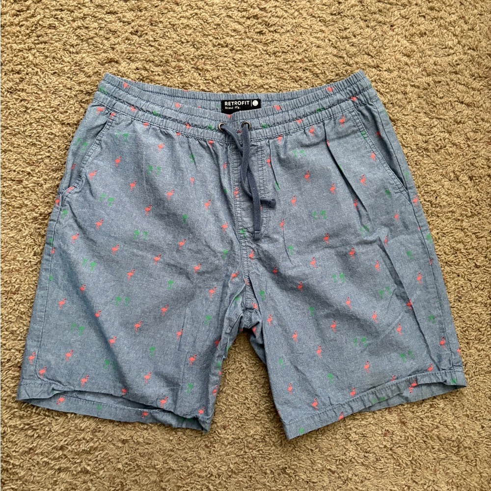 Retrofit Men’s Elastic Flamingo and Island Tropical Shorts